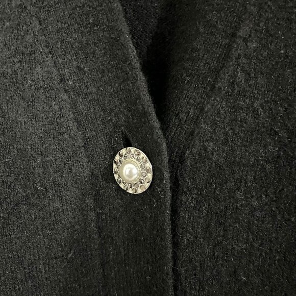 Talbots Black Pearl Button Cardigan Sweater Wool Alpaca Cozy - Size Small - Picture 3 of 7